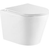 QeramiQ Dely Toiletset - 36.3x51.7cm - diepspoel - rimless - Geberit UP320 Burda inbouwreservoir - softclose toiletzitting - bedieningsplaat antraciet mat - rechthoekige knoppen - wit mat