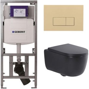 QeramiQ Dely Swirl Toiletset - Geberit UP320 - Beige - Mat Zwart