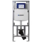 QeramiQ Dely Toiletset - 36.3x51.7cm - diepspoel - rimless - Geberit UP320 inbouwreservoir - softclose toilet zitting 35 mm - gunmetal bedieningsplaat - ronde knoppen - mat wit