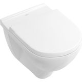 Villeroy & Boch O.novo toiletset met Geberit inbouwreservoir met diepspoel wandcloset wit soft close zitting en bedieningsplaat licht grijs met ronde knoppen wit 0701131/0124124/0124182/SW1102374/