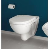 Villeroy & Boch O.novo toiletset met Geberit inbouwreservoir met diepspoel wandcloset wit soft close zitting en bedieningsplaat licht grijs met ronde knoppen wit 0701131/0124124/0124182/SW1102374/