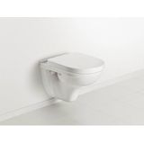 Villeroy & Boch O.novo toiletset met Geberit inbouwreservoir met diepspoel wandcloset wit soft close zitting en bedieningsplaat licht grijs met ronde knoppen wit 0701131/0124124/0124182/SW1102374/