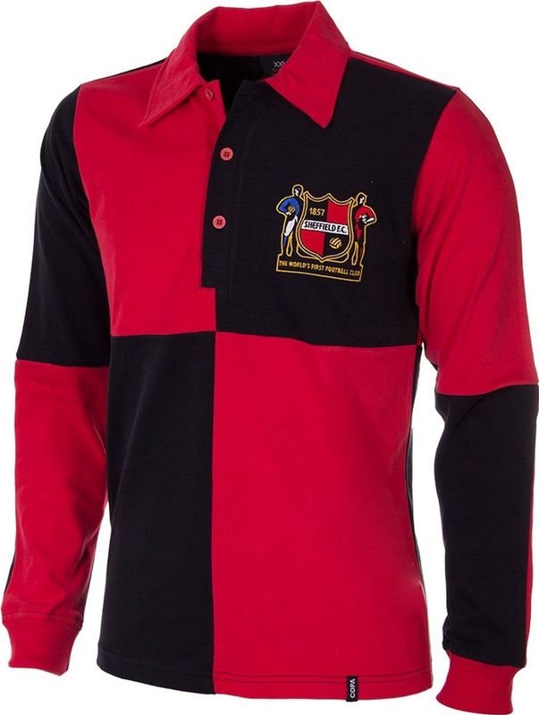 COPA - Sheffield FC 1950's Retro Voetbal Shirt - Rood - Zwart