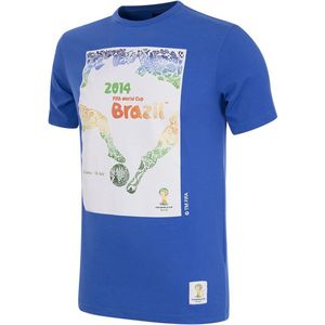 COPA - Brazilië 2014 WK Poster T-Shirt - Blauw - Heren