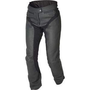 Motorbroek - Zwart - Leren en Stretch Textiel - Ventilerend en CE Bescherming