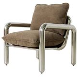 HKliving Chrome Lounge Fauteuil - Canvas Brown