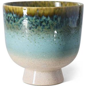 HKLIVING - Retro - Bloempot - IJsblauw - Geglazuurd Keramiek