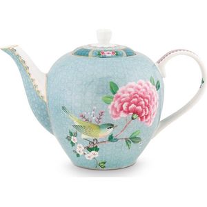 Pip Studio Blushing Birds Theepot - Porselein - Blauw - 1.6l