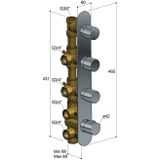 Hotbath Buddy B050 inbouw thermostaat met 3 stopkranen verticaal geborsteld nikkel