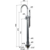 Badmengkraan hotbath buddy draaibare uitloop 105.5 cm geborsteld nikkel