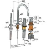 Hotbath Chap bad thermostaat badrandcombinatie C063 geborsteld Nikkel