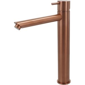 Hotbath Cobber CB003HS Wastafelkraan Hoog - Geborsteld Koper - Zonder Waste - Messing - Kranen - Wastafelkranen - Opbouw Wastafelkranen