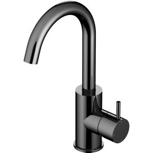 Wastafelmengkraan Hotbath Cobber 1-hendel Gebogen 27.8 cm Zwart Chroom