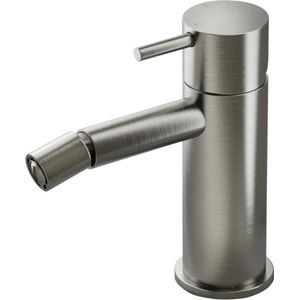 Hotbath Cobber bidetmengkraan L-uitloop zonder waste geborsteld nikkel CB018GN