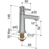 Fonteinkraan Hotbath Dude 1-hendel Recht 14.8 cm Rond Mat Zwart