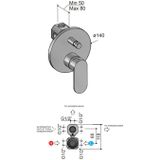 Hotbath Friendo F032 inbouw douche - badmengkraan met automatische omstelinrichting chroom