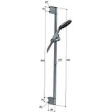 Complete Glijstangset Hotbath Mate 90 cm ABS Met Handdouche Met 3 Standen En Doucheslang 150 cm Chroom