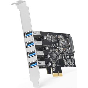 Maiwo KC005A - PCI Express x1 naar 4x USB-A 3.1 - 5Gbps - Uitbreidingskaart