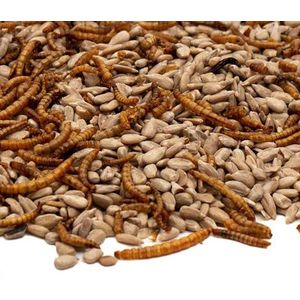 The bird family® - Gepelde zonnebloempitten met Meelwormen - 10 KG
