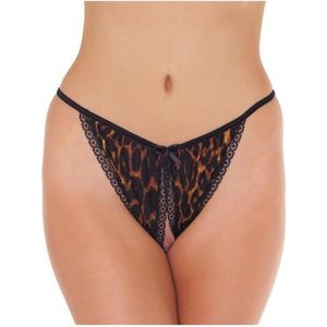 Amorable by Rimba Sexy tanga slipje met open kruis - panterprint