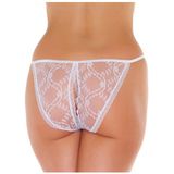 Tanga slip kant met open kruis - wit