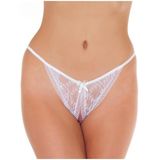 Tanga slip kant met open kruis - wit