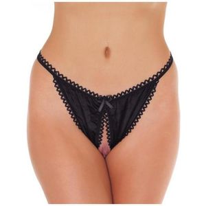 Rimba Culotte/Tanga Ouvert Noir Taille Unique