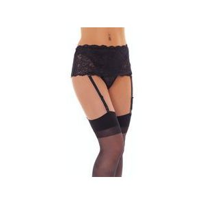 Amorable by Rimba - Jarretelgordel - Brede Kanten Jarretelgordel Inclusief Kousen - Zwart - One Size