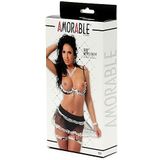 Amorable By Rimba Serveerster Uniform met Open Cups - Wit/Zwart S/M