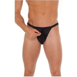 Amorable by Rimba - Erotische String - Doorzichtige Slip Met Rits Voor Heren - Mannen Tanga - Zwart - One Size