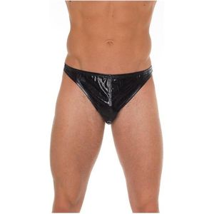 Amorable by Rimba - Erotische String voor Mannen - Verleidelijke Zwarte Lak Look Slip - One Size