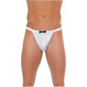 Amorable By Rimba - Erotische String - Witte Butler Slip Met Zwart Strikje String - Heren Slip