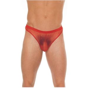 Amorable by Rimba - Erotische String - Doorzichtige Rode String voor Mannen - Rode Heren Tanga - Polyamide - One Size