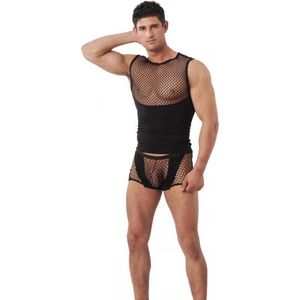 Amorable by Rimba - Sexy shirt voor heren grove visnet