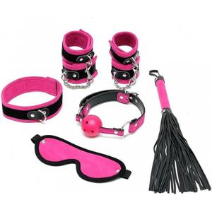 Rimba Bondage Play Soft Bondage Beginners set 6-delig - Zwart/Roze