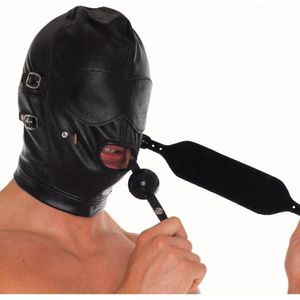 Rimba Bondage Play Leren Masker met Afneembare Gag en Oogdelen