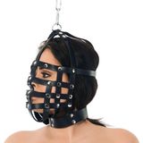 Rimba Bondage Play Leren Muilkorf Masker met Ring Boven Om Vast Te Zetten