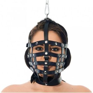 Rimba Bondage Play Leren Muilkorf Masker met Ring Boven Om Vast Te Zetten