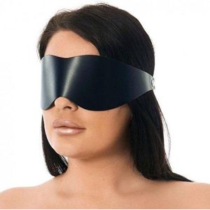 Rimba Bondage Play - Brede leren blinddoek met gesp achter - zwart