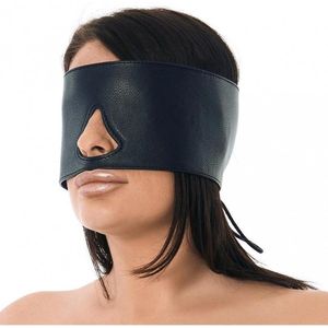 Rimba Bondage Play - Leren blinddoek met uitsparing voor neus - zwart