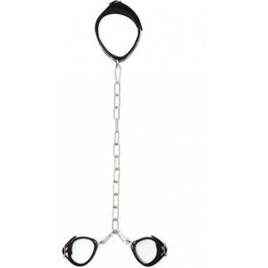 Rimba Bondage Play - Handboeien - Collar - Hals Hand Boeien Combinatie Met Ketting