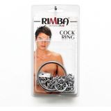 Rimba Bondage Play Metalen tepelklemmen met ketting en scrotum ring Ø 50 mm.