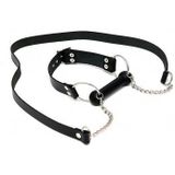 Rimba Bondage Play Paardenbit Gag met Leidsels Leer - Zwart