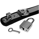Rimba Bondage Play Leren Collar met metaal en hangslot 3 cm breed