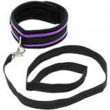 Rimba - Soft Bondage Halsband Met Leash - Zwart/Paars