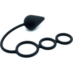 Rimba Latex Play Siliconen Cockring met buttplug Ø 46 mm S/M