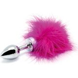 Buttplug RVS met veren - roze