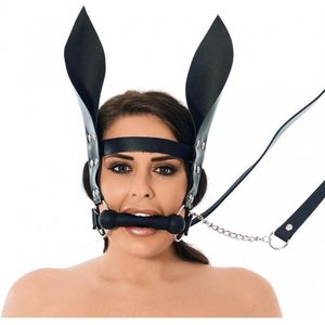 Rimba Bondage Play Paardenbit gag met teugels en oren voor pony play