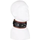 Collar leer gevoerd en breed - zwart/bruin - maat S/M