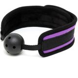 Rimba Bondage Play - Comfortabele ball gag - zwart/paars - verstelbaar